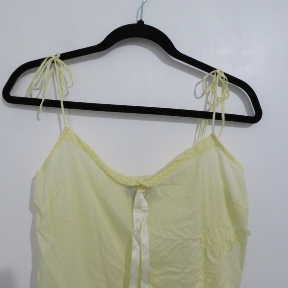 Wet Seal Womens Sz S Light Yellow Tie Straps Floral Detail Cotton Cami Y2K - Picture 3 of 7